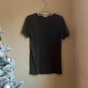 LA Made Green V Neck Short Sleeve Tee